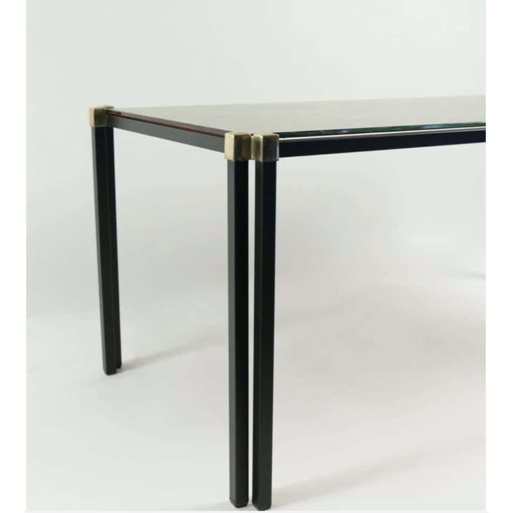 Table basse Maison Honore des années 1960 Dalle de verre églomisé | Biron Table basse Maison Honore des années 1960 Dalle de verre églomisé