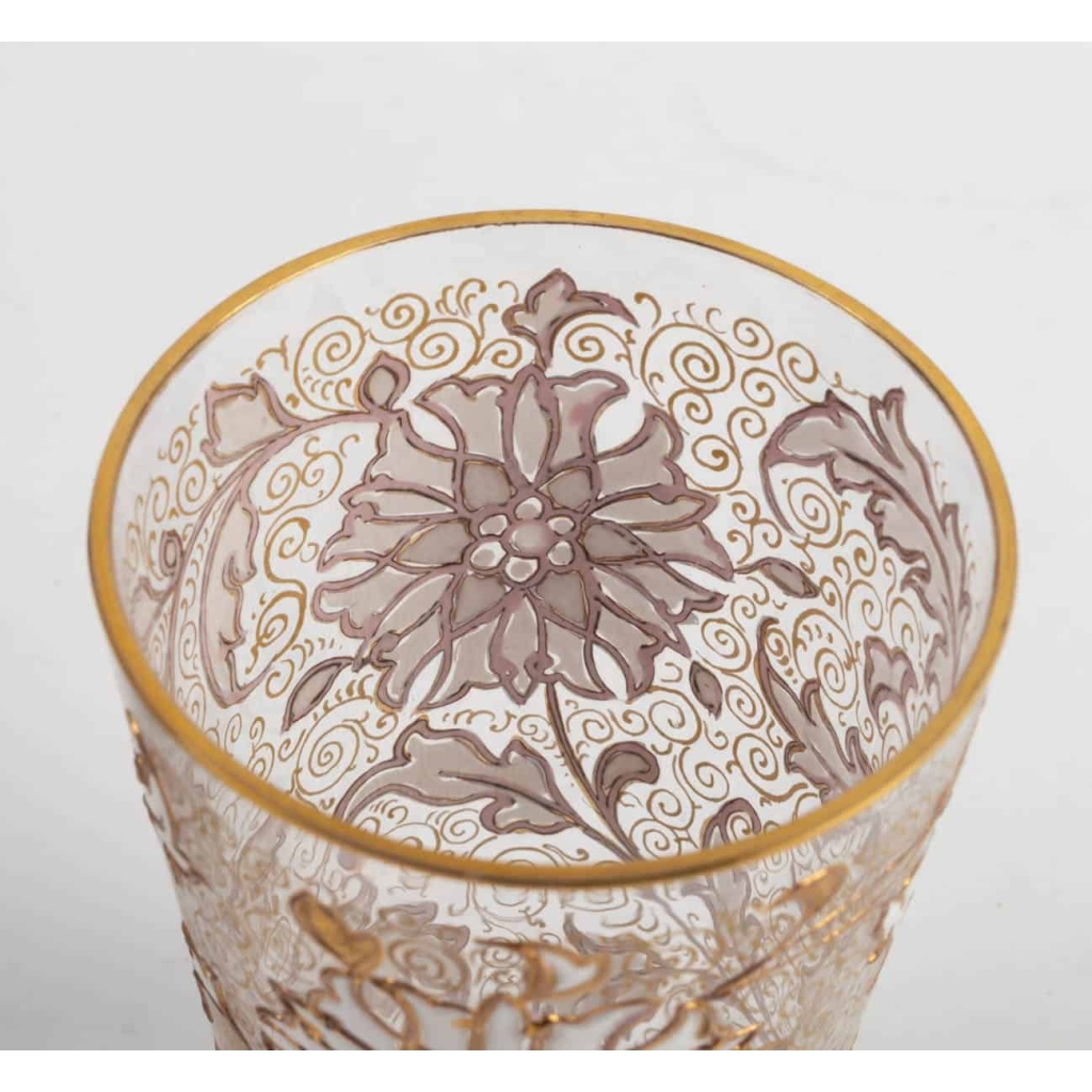 Douze gobelets(Cristal) en coffret attribués à Fritz Heckert 1870/1880