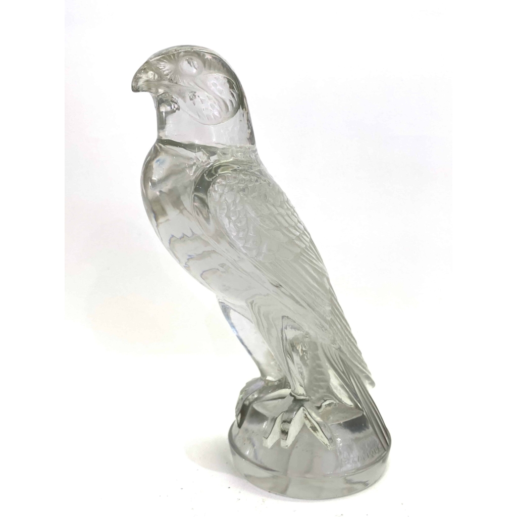 Mascotte « Faucon » verre blanc de René LALIQUE | Biron Mascotte "Faucon" verre blanc de René LALIQUE