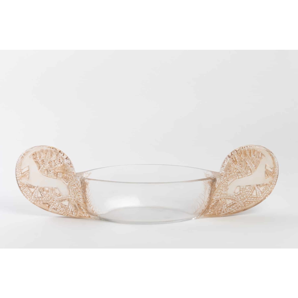 Jardinière « Saint-Hubert » verre blanc patiné sépia de René LALIQUE | Biron |||||||