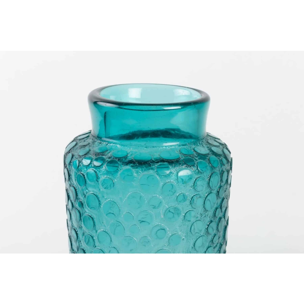 Vase Art-Déco verre turquoise dégagé à l’acide de DAUM | Biron Vase Art-Déco verre turquoise dégagé à l'acide de DAUM