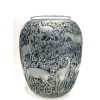 Vase « Biches » verre blanc patiné bleu de René LALIQUE | Biron Vase "Biches" verre blanc patiné bleu de René LALIQUE
