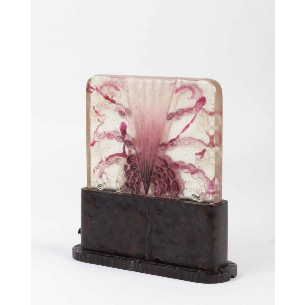 Veilleuse « Algues » pâte de verre bullée transparente, violette et rose de Gabriel ARGY-ROUSSEAU | Biron |||||||||