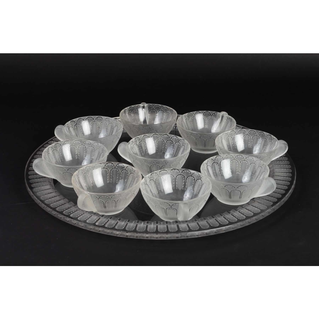 Service de Tasses « Jaffa » verre blanc de René LALIQUE | Biron |||||||||