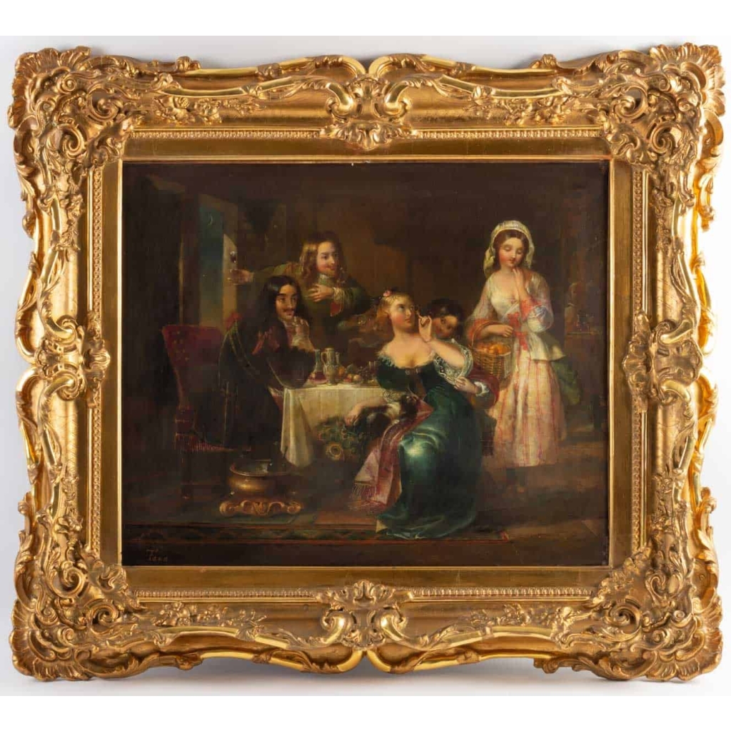 Huile sur toile signé FAED école anglaise 19e siècle 2