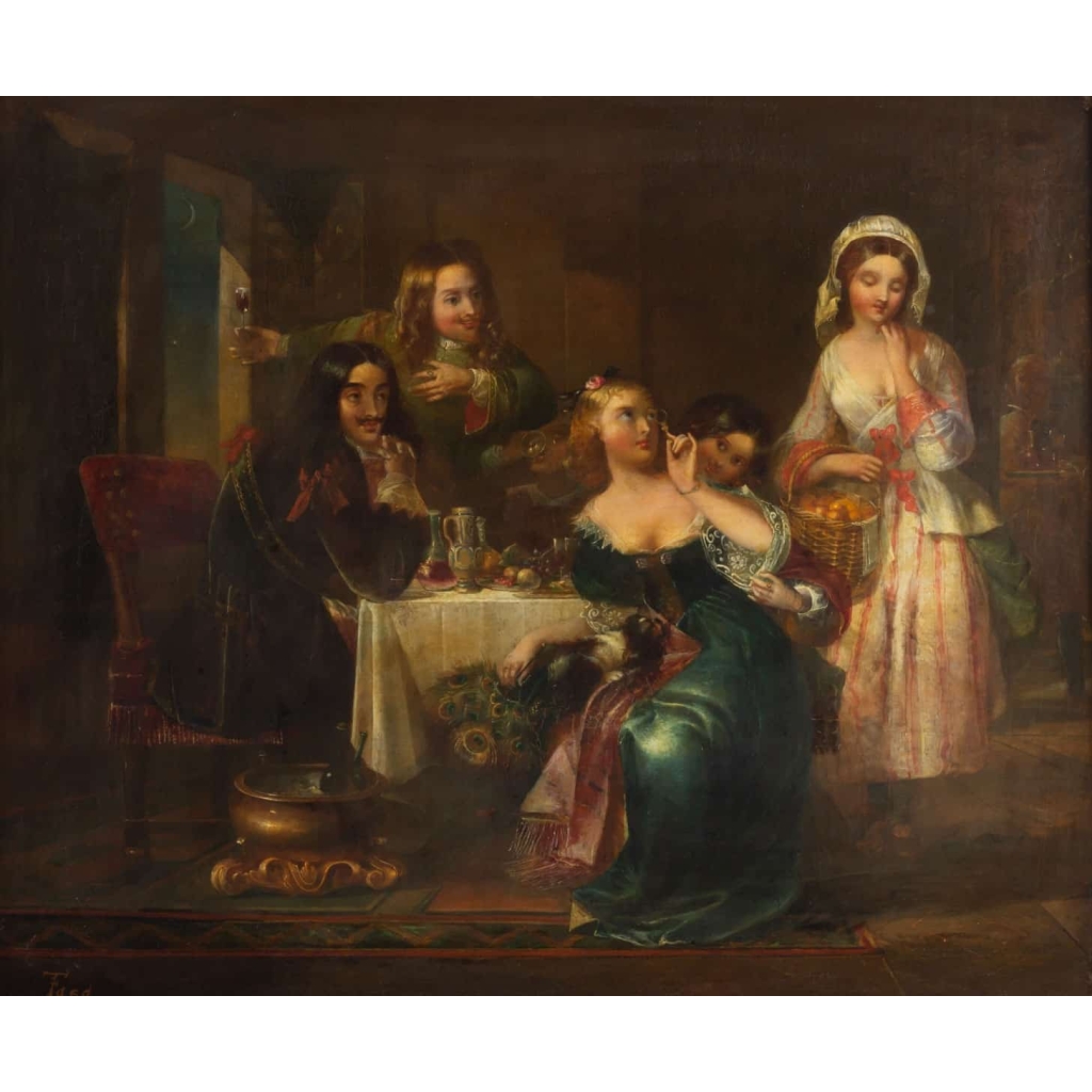 Huile sur toile signé FAED école anglaise 19e siècle 3
