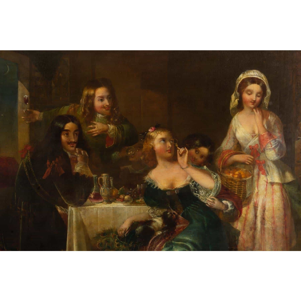 Huile sur toile signé FAED école anglaise 19e siècle 4