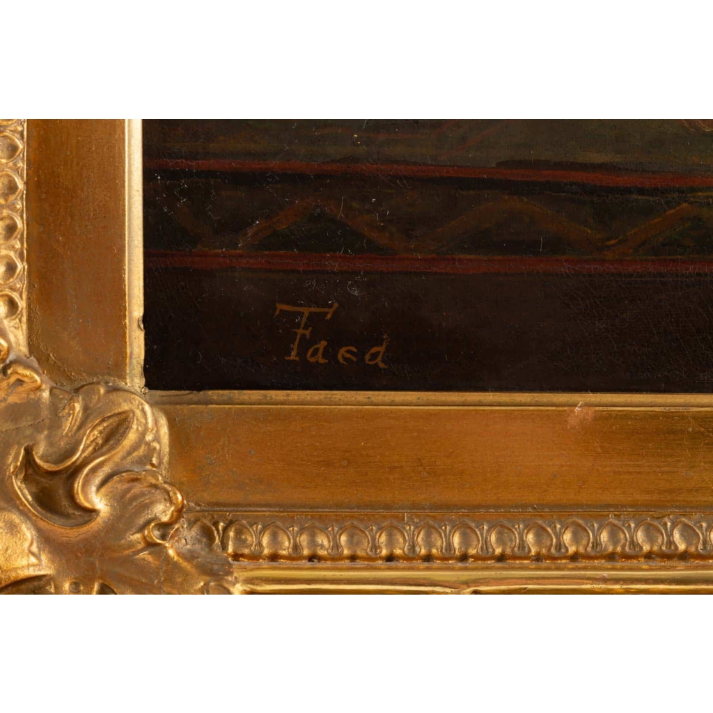 Huile sur toile signé FAED école anglaise 19e siècle 8
