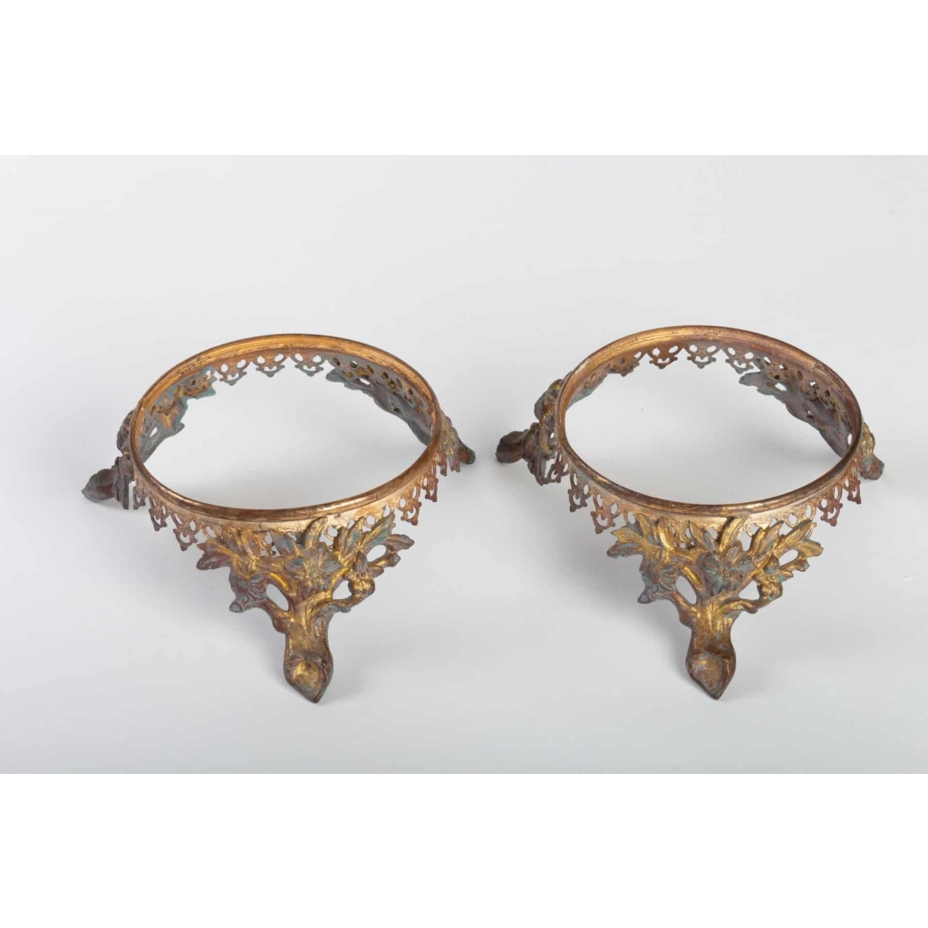 Paire de socles en bronze doré 19e siècle Napoléon III