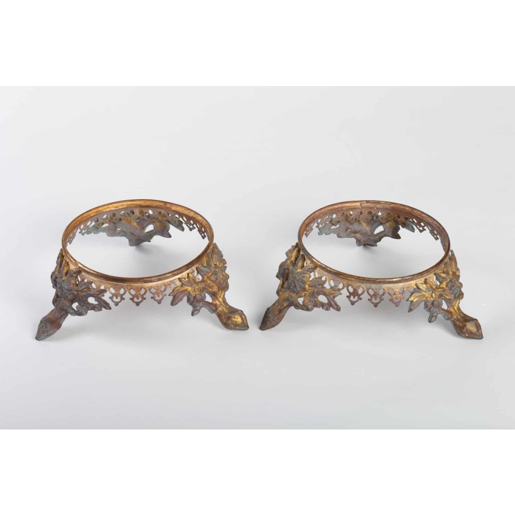Paire de socles en bronze doré 19e siècle Napoléon III