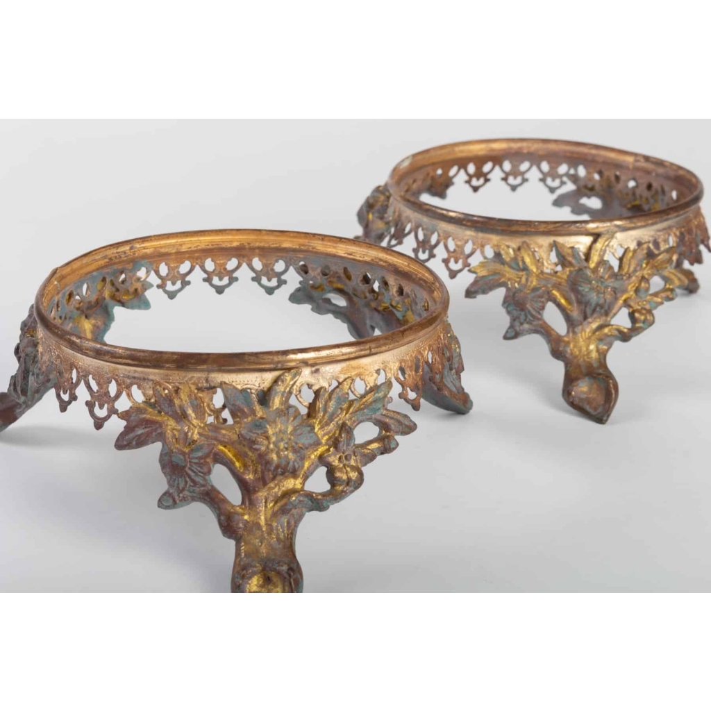 Paire de socles en bronze doré 19e siècle Napoléon III