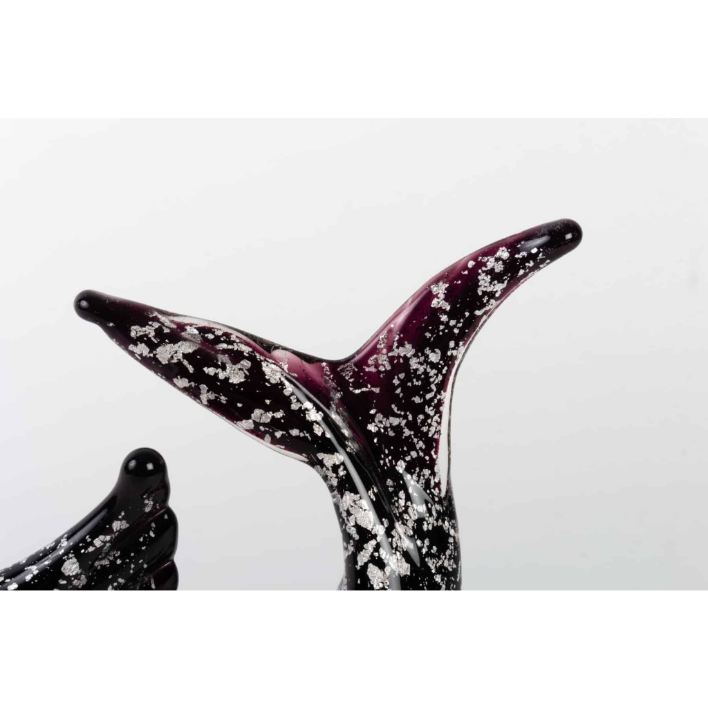 Un poisson noir et argent Venise 1960 signé Seguso (Murano)