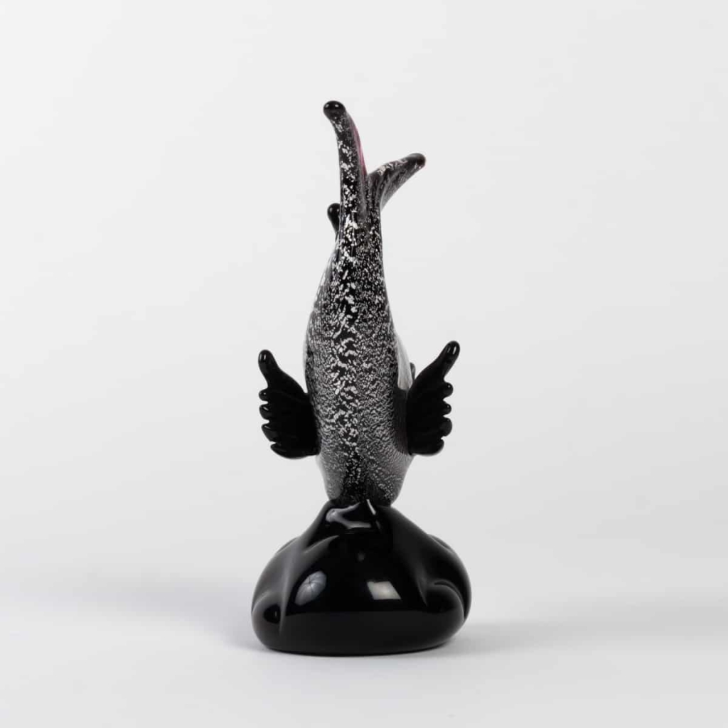 Un poisson noir et argent Venise 1960 signé Seguso (Murano)
