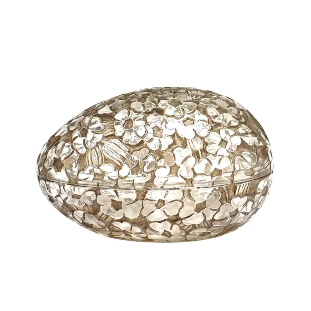 Boite « Pervenches » verre blanc patiné sépia de René LALIQUE | Biron ||||||
