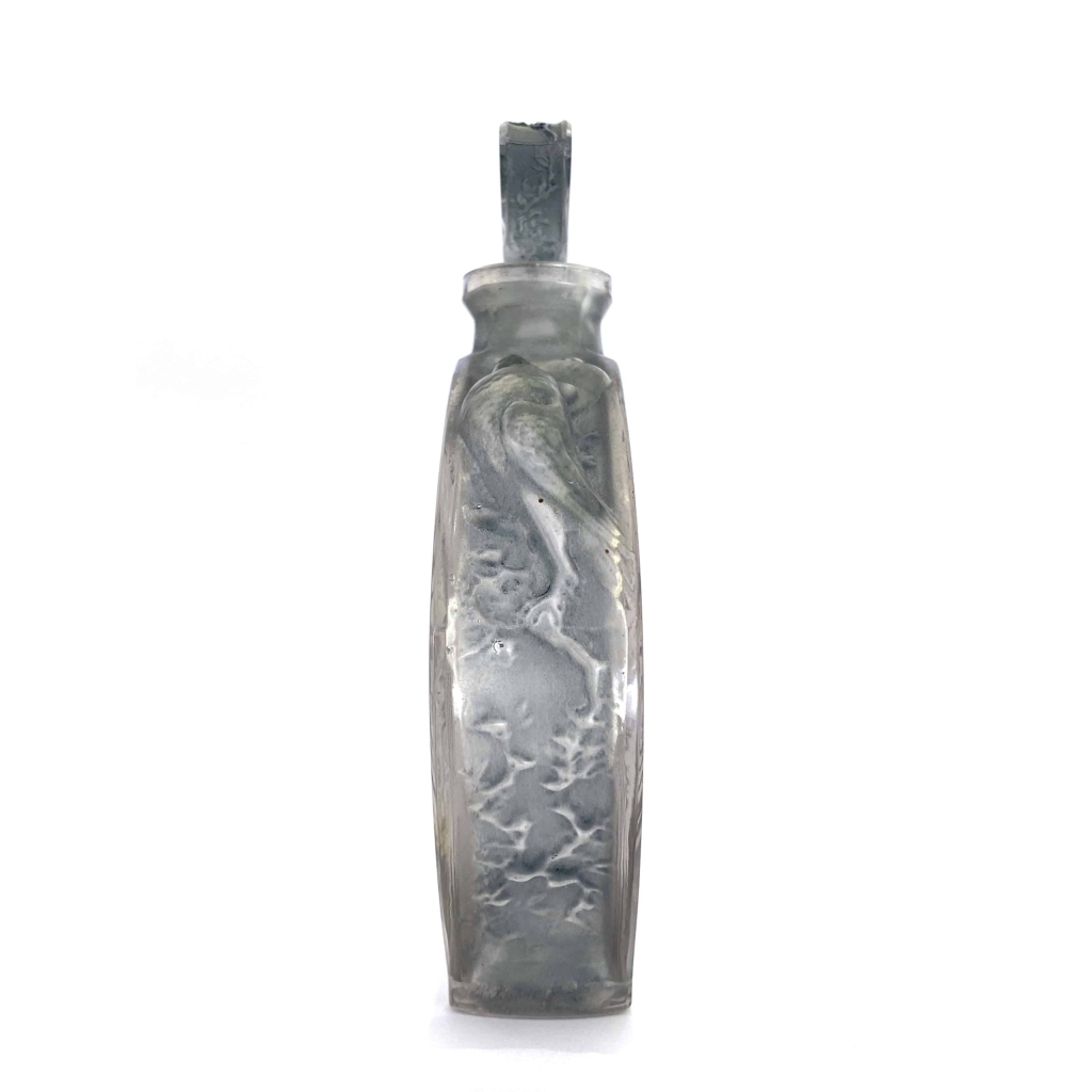 Flacon « Niobé » pour Violet verre blanc patiné bleu-gris de René LALIQUE 7