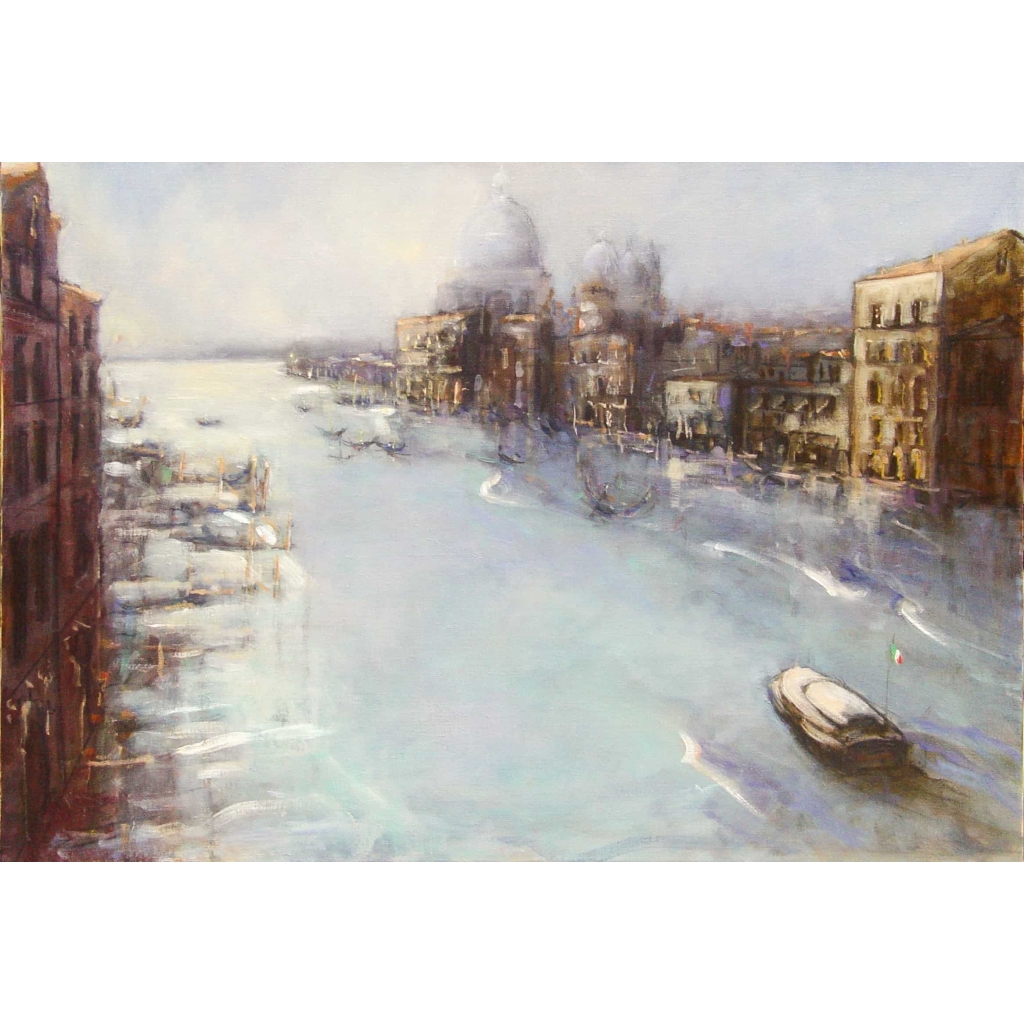Tableau à l’huile intitulé « Grand Canal, Nocturne, Venise » de l’artiste Isabelle Delannoy | Biron © Isabelle Delannoy||