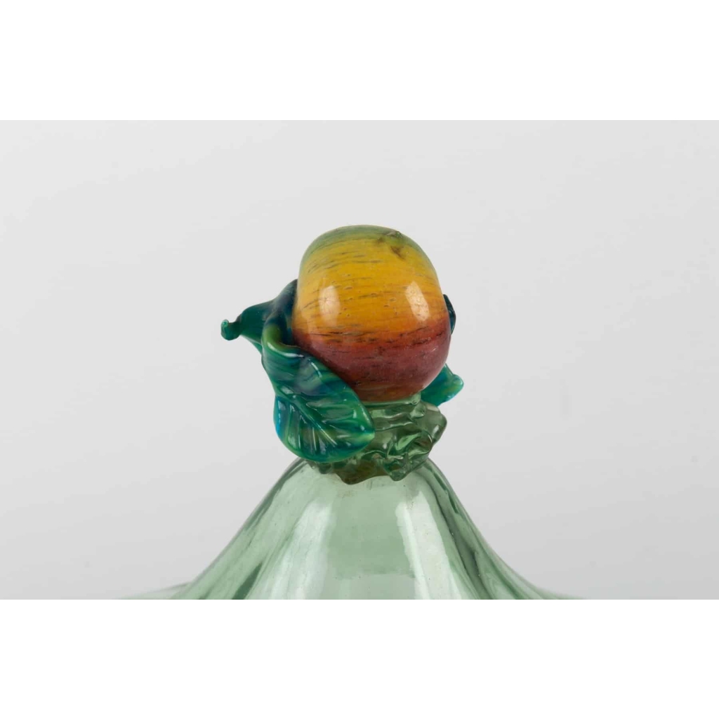 Coupe couverte verte Venise :Barovier. période 1900