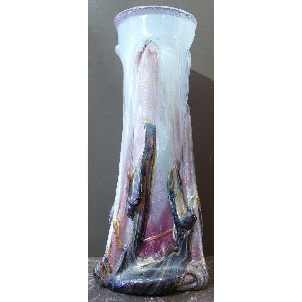 NOVARO Vase en verre soufflé signé et daté 1989 | Biron |||||