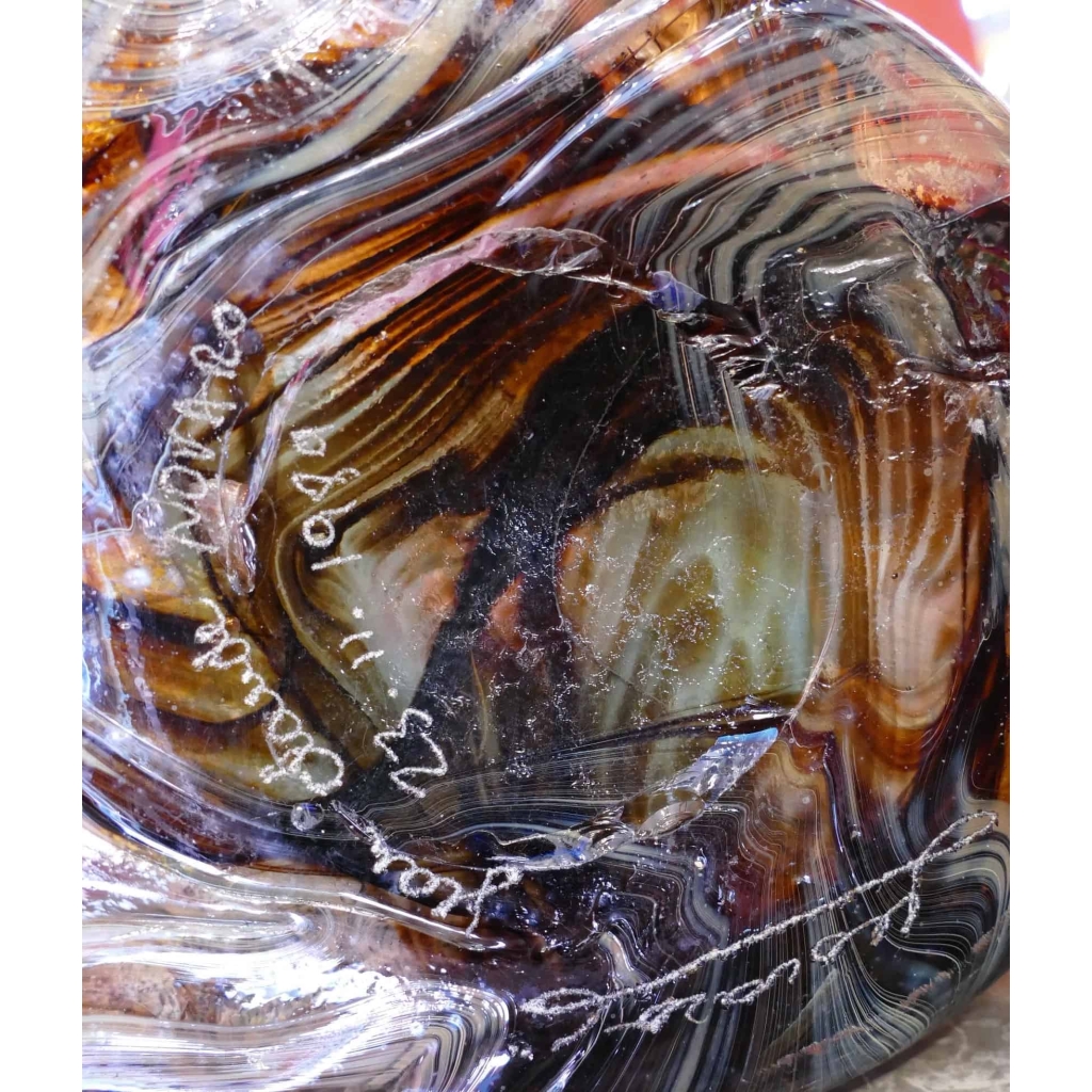 NOVARO Vase en verre soufflé signé et daté 1989 | Biron NOVARO Vase en verre soufflé signé et daté 1989