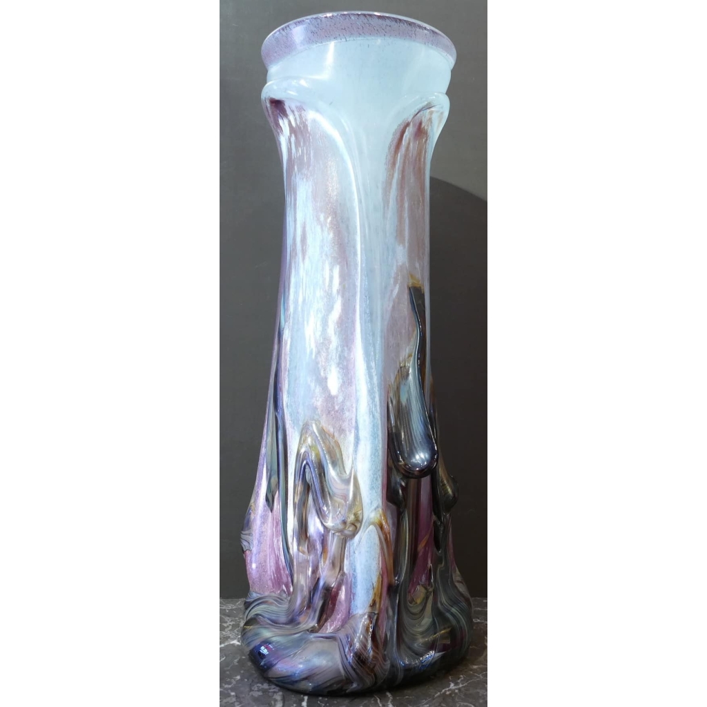 NOVARO Vase en verre soufflé signé et daté 1989 | Biron NOVARO Vase en verre soufflé signé et daté 1989