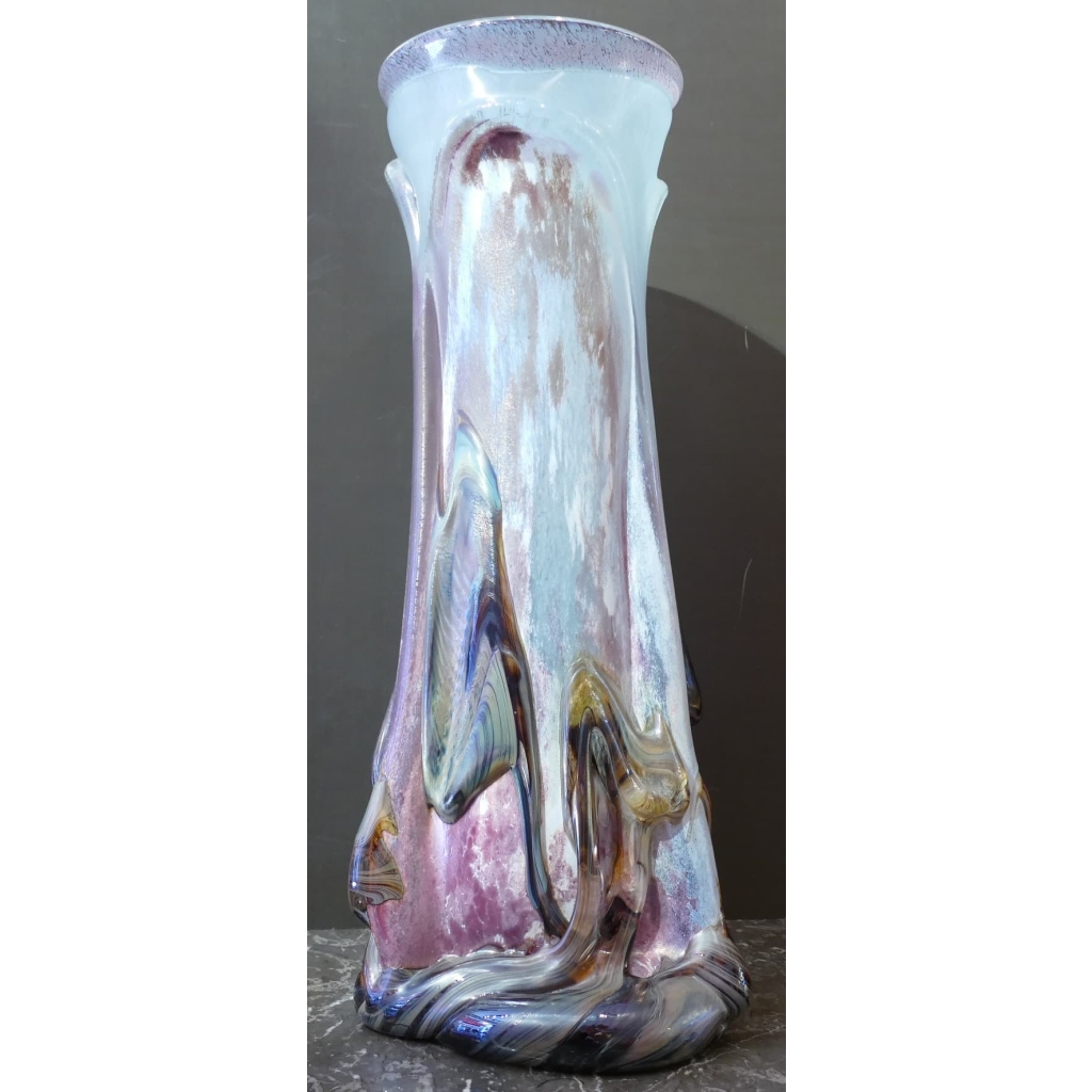 NOVARO Vase en verre soufflé signé et daté 1989 | Biron NOVARO Vase en verre soufflé signé et daté 1989