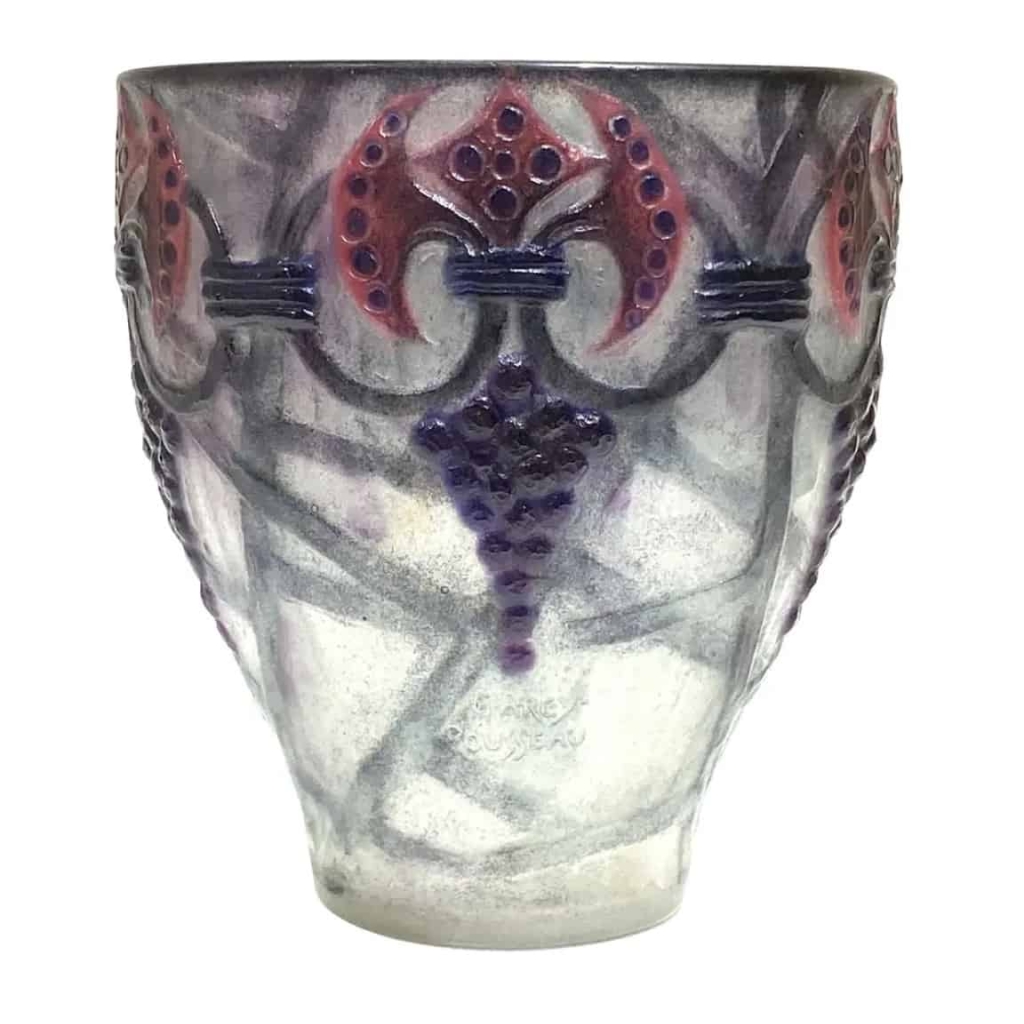 Vase « Grappes » pâte de verre grise, rose et violette de Gabriel ARGY-ROUSSEAU 2
