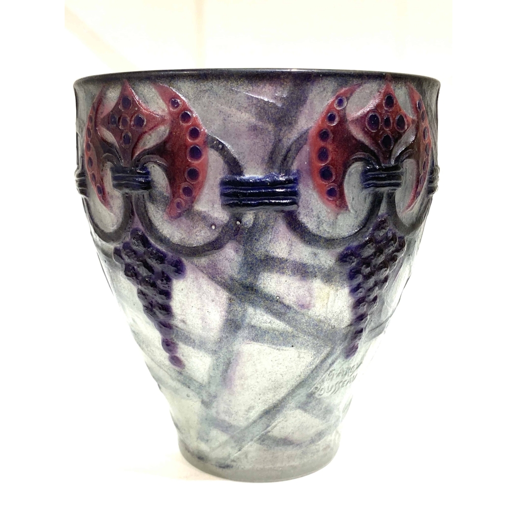 Vase « Grappes » pâte de verre grise, rose et violette de Gabriel ARGY-ROUSSEAU 8
