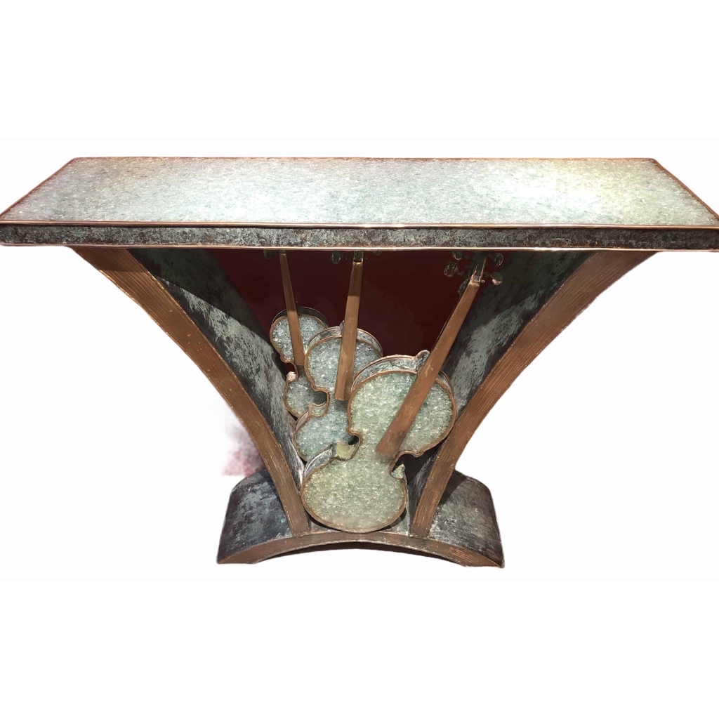 CONSOLE aux trois violons laiton et verre pilé | Biron ||||||||