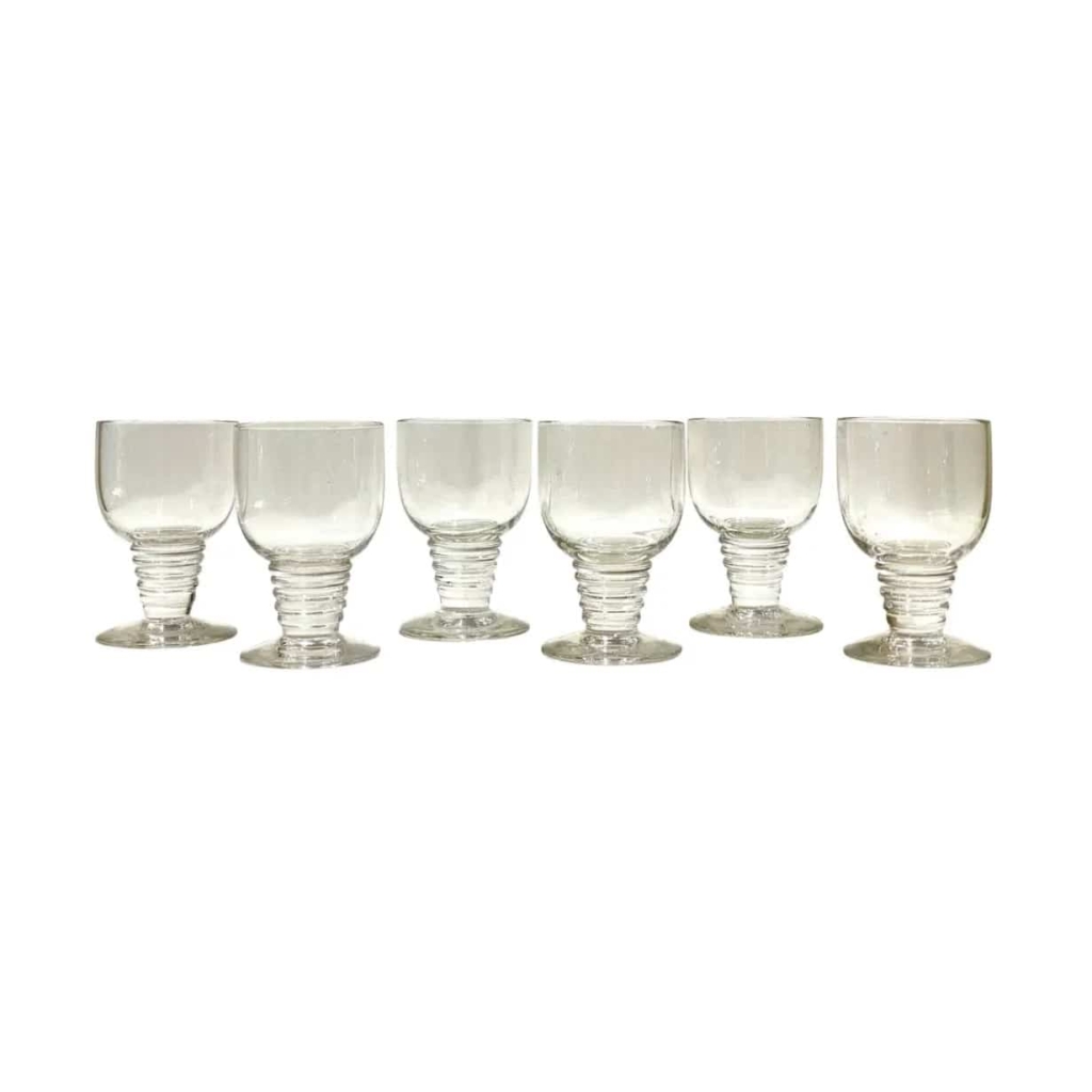 Suite de Six 6 Verres « Tonnerre » verre blanc de René LALIQUE | Biron |||||