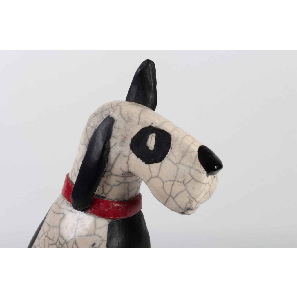 Sculpture » Fox terrier » en raku | Biron Sculpture " Fox terrier " en raku