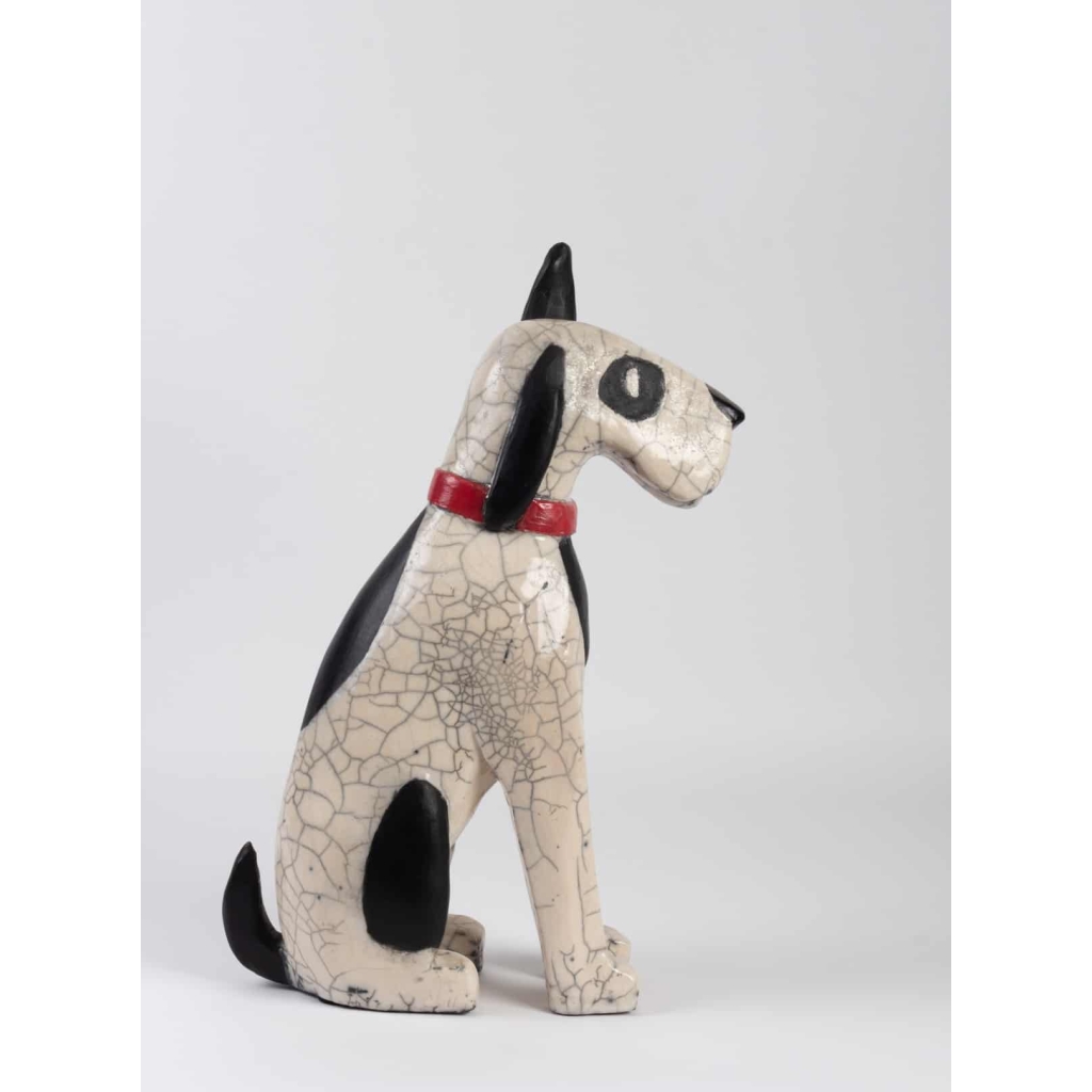Sculpture » Fox terrier » en raku | Biron Sculpture " Fox terrier " en raku