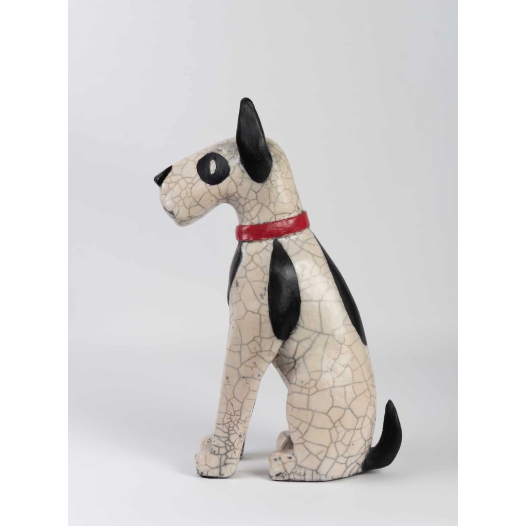 Sculpture » Fox terrier » en raku | Biron Sculpture " Fox terrier " en raku
