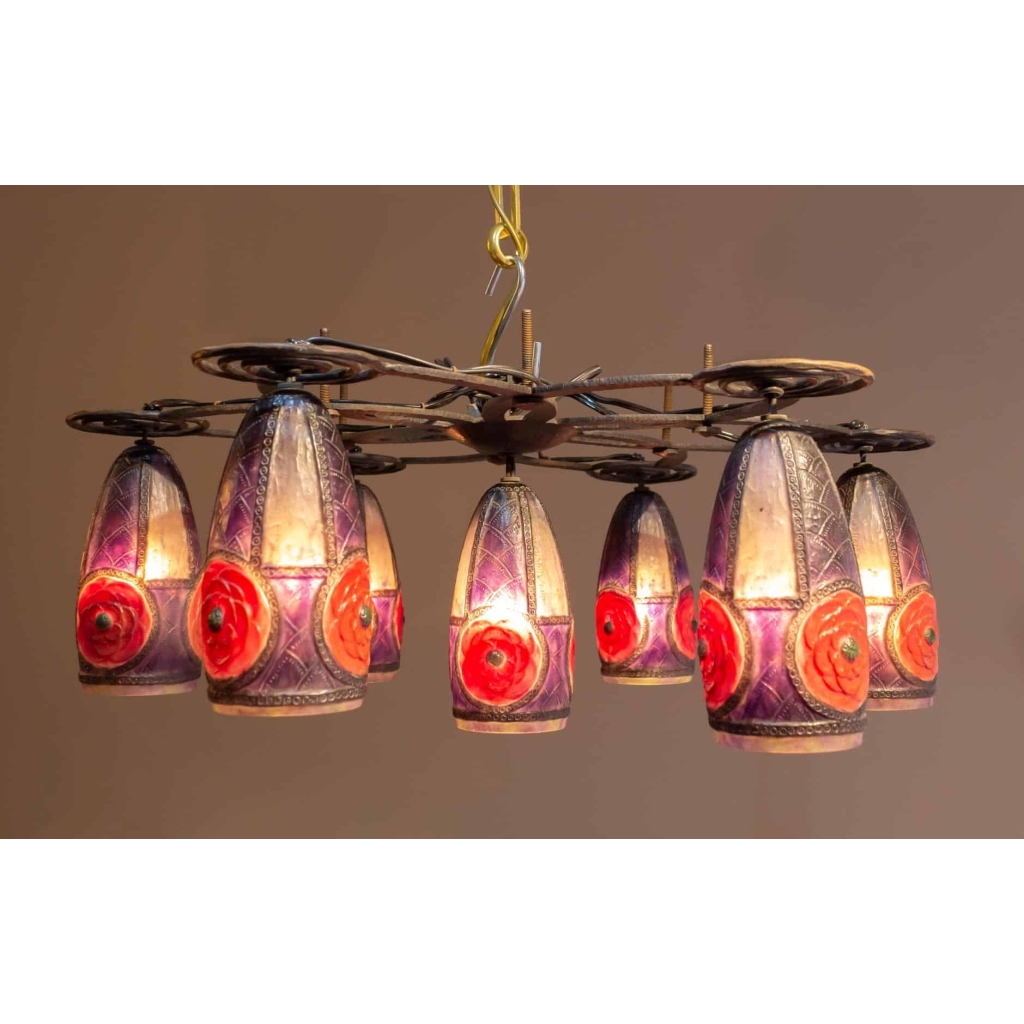 Lustre Suspension « Sept Rosaces » de Gabriel ARGY-ROUSSEAU | Biron ||||||||||