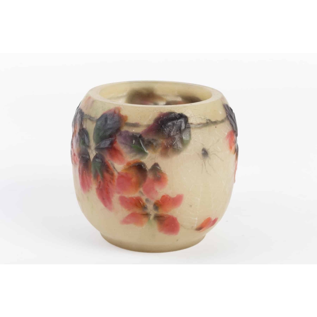 Vase « Araignées et Ronces » pâte de verre jaune, rouge, marron, verte et noire de Gabriel ARGY-ROUSSEAU | Biron |||||||||