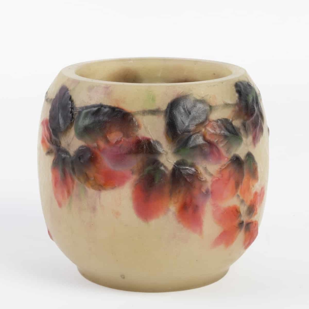 Vase « Araignées et Ronces » pâte de verre jaune, rouge, marron, verte et noire de Gabriel ARGY-ROUSSEAU | Biron Vase « Araignées et Ronces » pâte de verre jaune, rouge, marron, verte et noire de Gabriel ARGY-ROUSSEAU