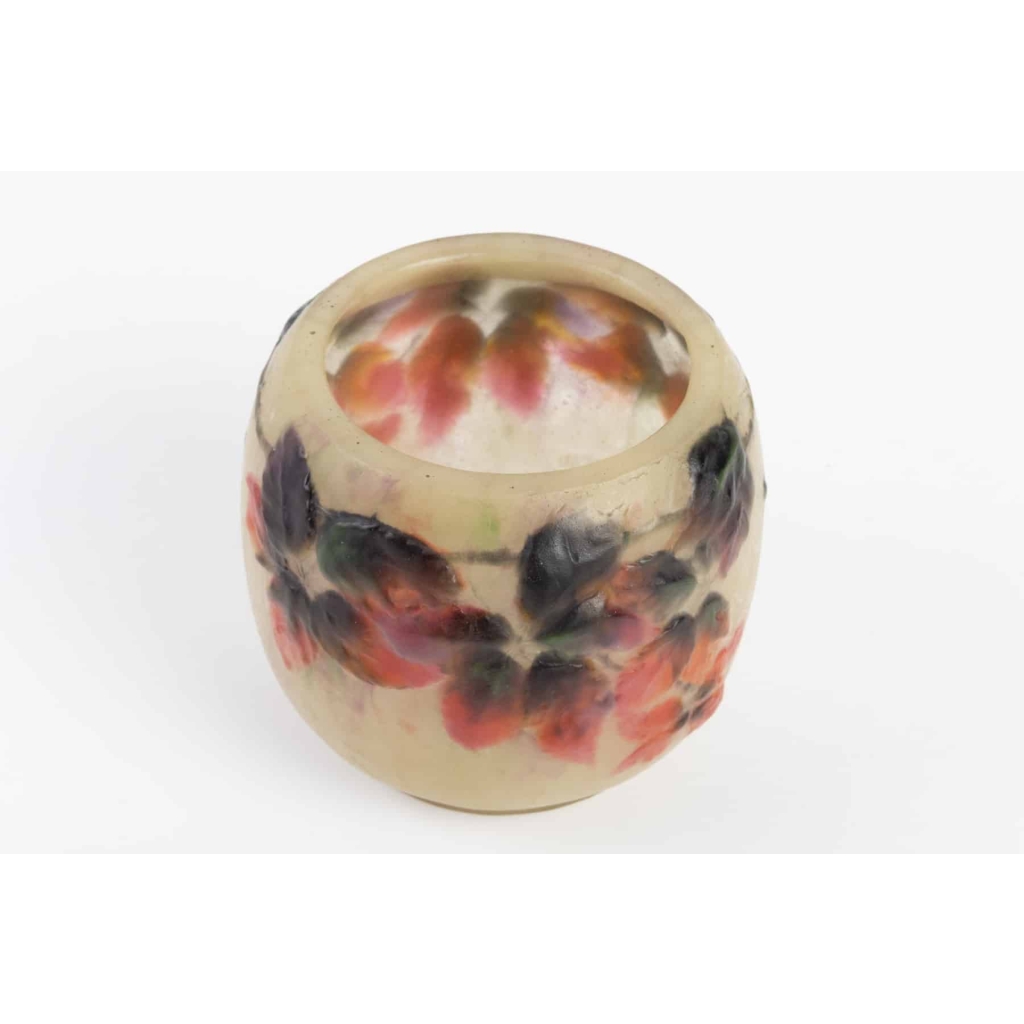 Vase « Araignées et Ronces » pâte de verre jaune, rouge, marron, verte et noire de Gabriel ARGY-ROUSSEAU | Biron Vase « Araignées et Ronces » pâte de verre jaune, rouge, marron, verte et noire de Gabriel ARGY-ROUSSEAU