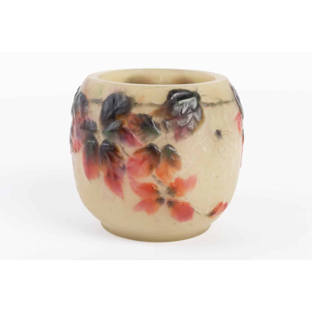 Vase « Araignées et Ronces » pâte de verre jaune, rouge, marron, verte et noire de Gabriel ARGY-ROUSSEAU | Biron Vase « Araignées et Ronces » pâte de verre jaune, rouge, marron, verte et noire de Gabriel ARGY-ROUSSEAU