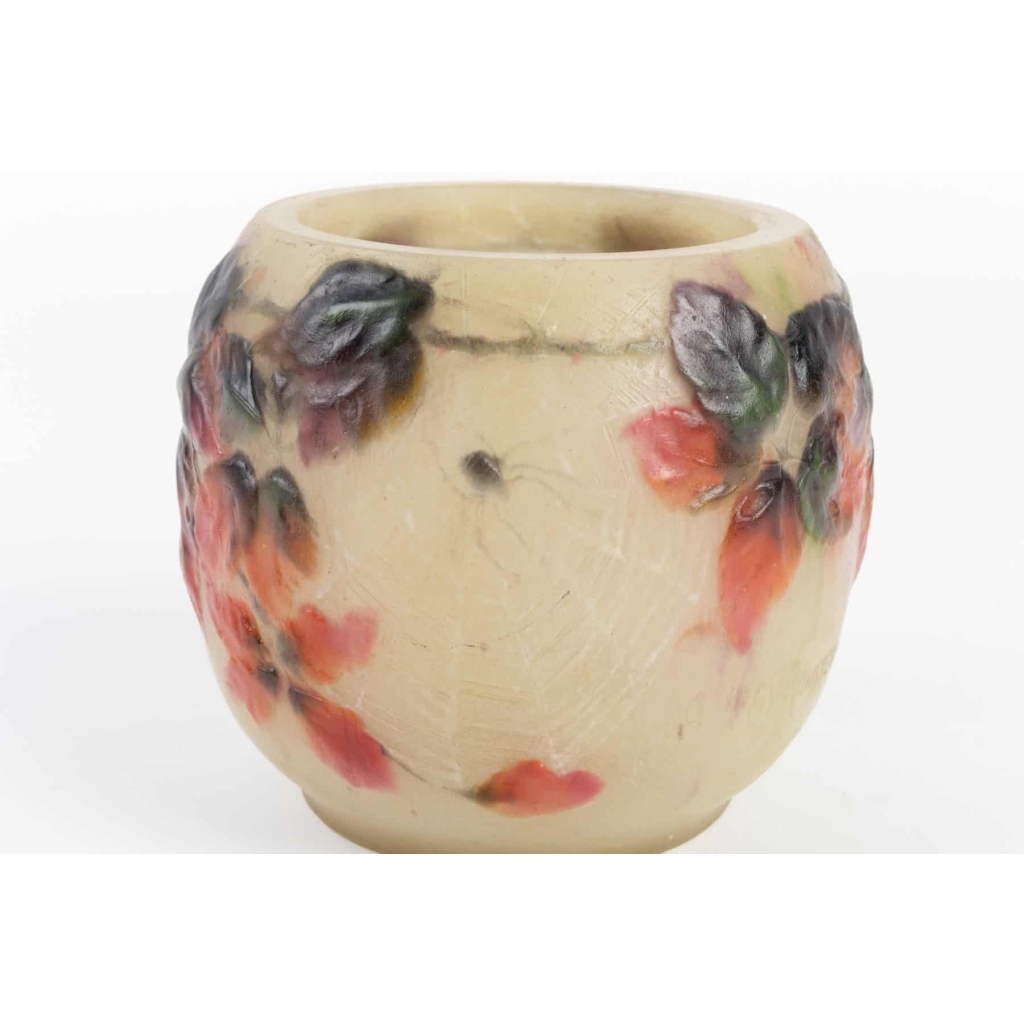 Vase « Araignées et Ronces » pâte de verre jaune, rouge, marron, verte et noire de Gabriel ARGY-ROUSSEAU | Biron Vase « Araignées et Ronces » pâte de verre jaune, rouge, marron, verte et noire de Gabriel ARGY-ROUSSEAU