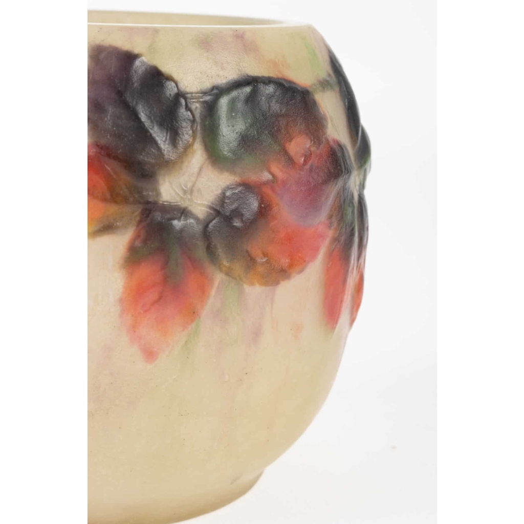 Vase « Araignées et Ronces » pâte de verre jaune, rouge, marron, verte et noire de Gabriel ARGY-ROUSSEAU | Biron Vase « Araignées et Ronces » pâte de verre jaune, rouge, marron, verte et noire de Gabriel ARGY-ROUSSEAU
