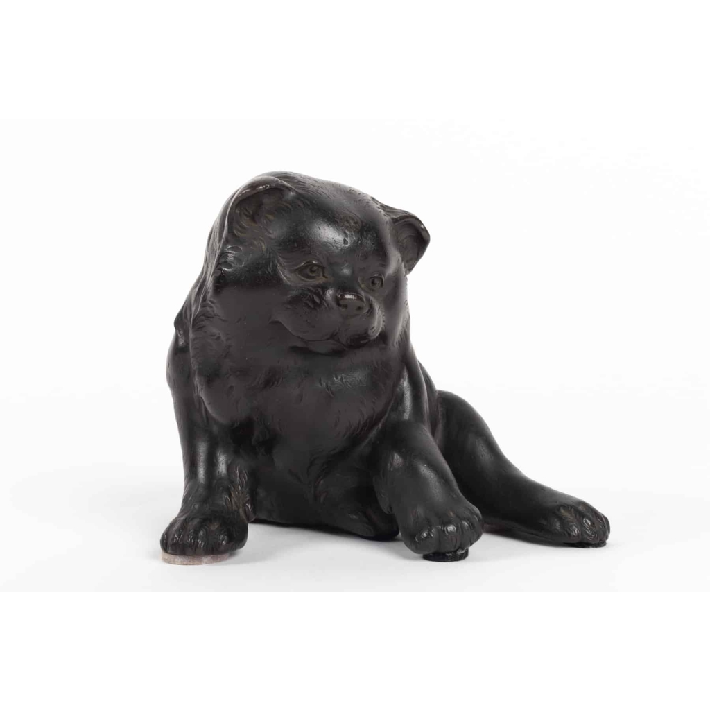 Sculpture en bronze chiot de Yama Itchi époque Meiji | Biron ||||||||