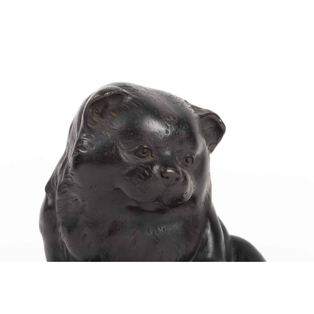 Sculpture en bronze chiot de Yama Itchi époque Meiji | Biron Sculpture en bronze chiot de Yama Itchi époque Meiji