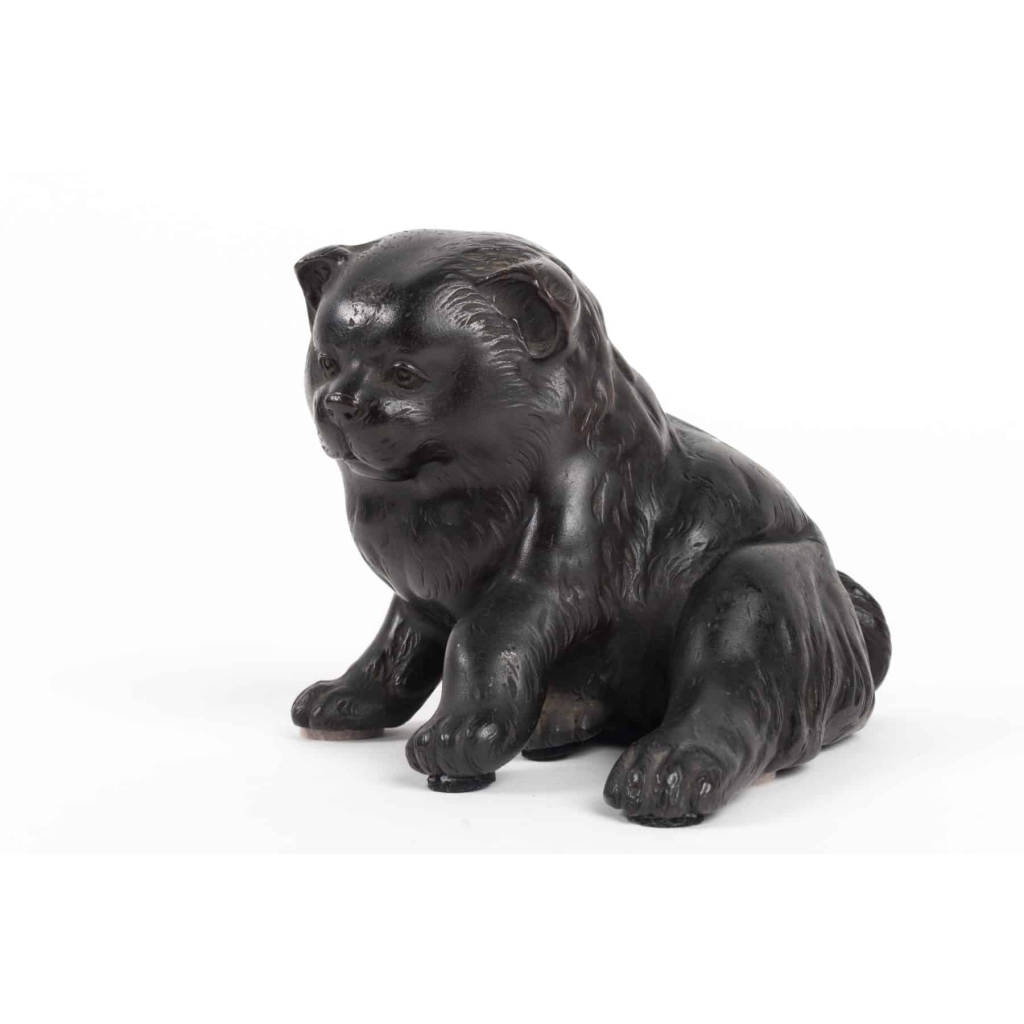 Sculpture en bronze chiot de Yama Itchi époque Meiji | Biron Sculpture en bronze chiot de Yama Itchi époque Meiji