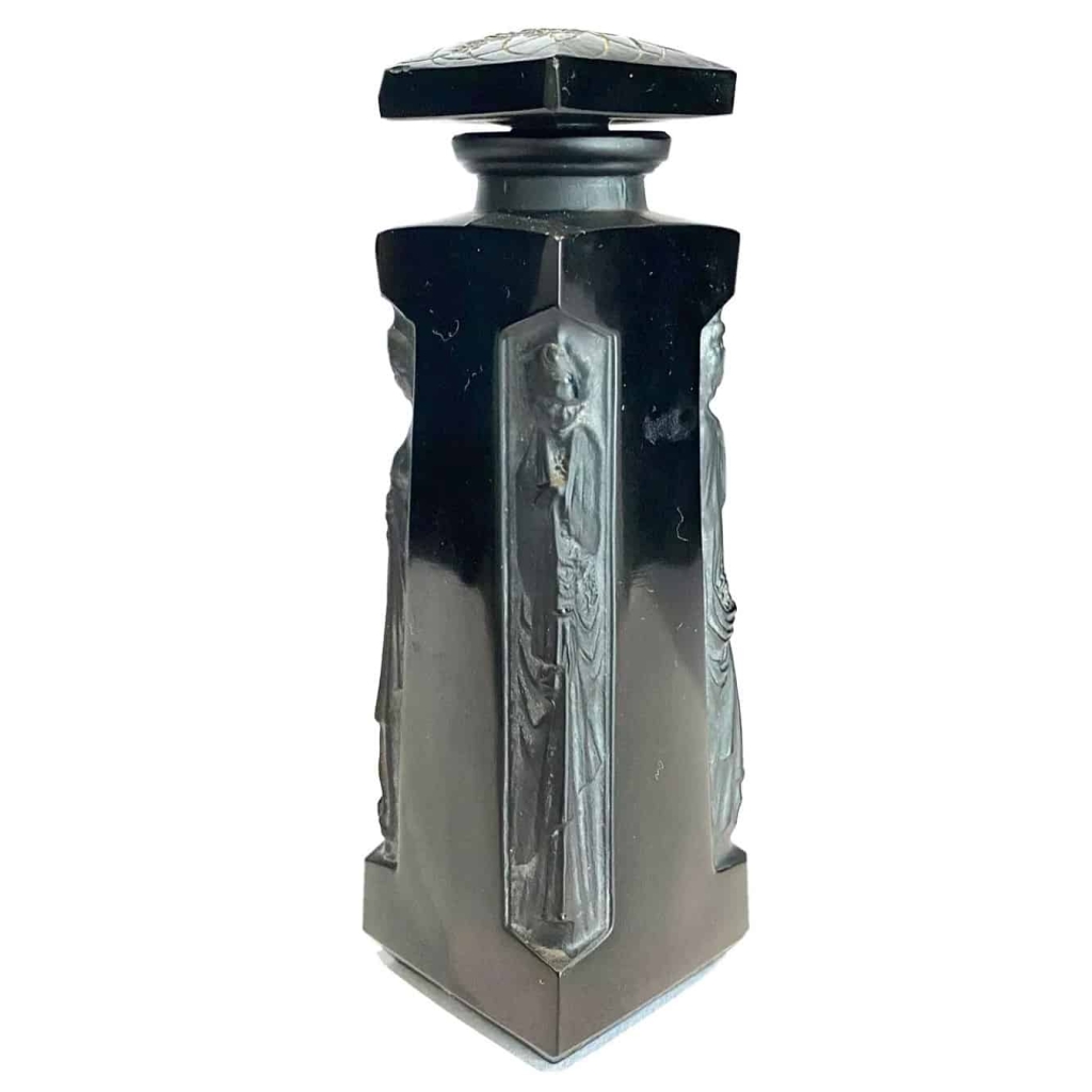 Flacon « Ambre » pour D’Orsay verre noir patiné blanc de René LALIQUE 2