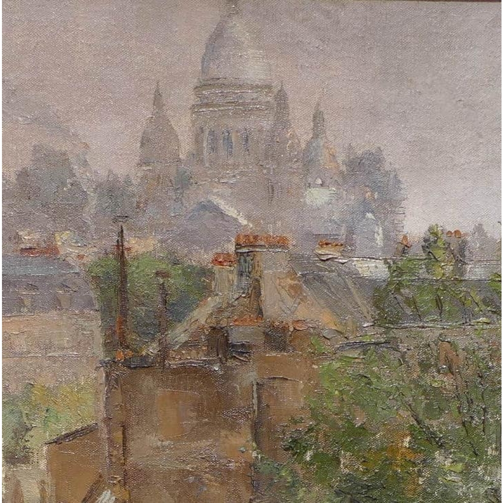 Abel Truchet Louis Peinture Française Belle Epoque Paris Vue De Montmartre Huile Sur Toile Signée