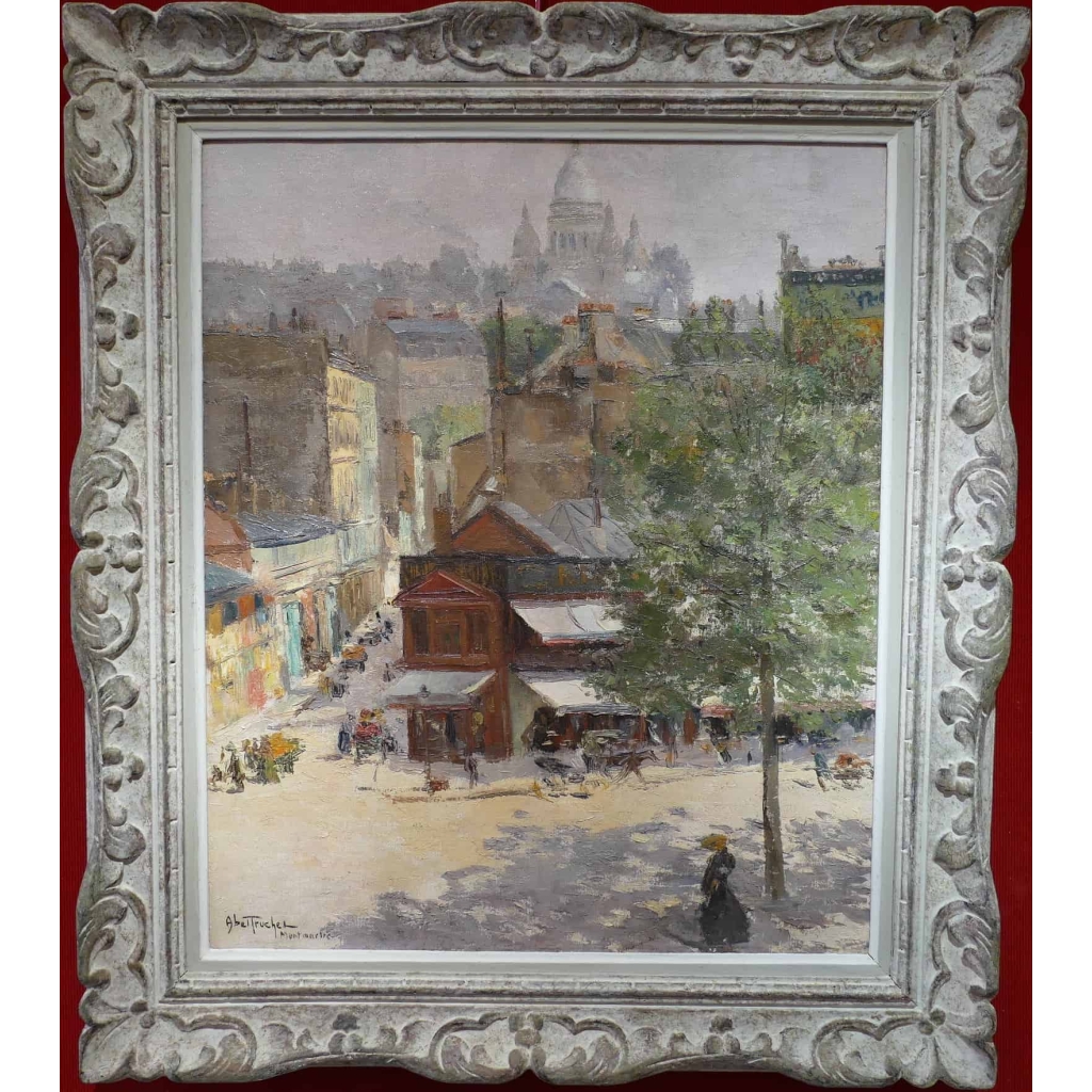 Abel Truchet Louis Peinture Française Belle Epoque Paris Vue De Montmartre Huile Sur Toile Signée