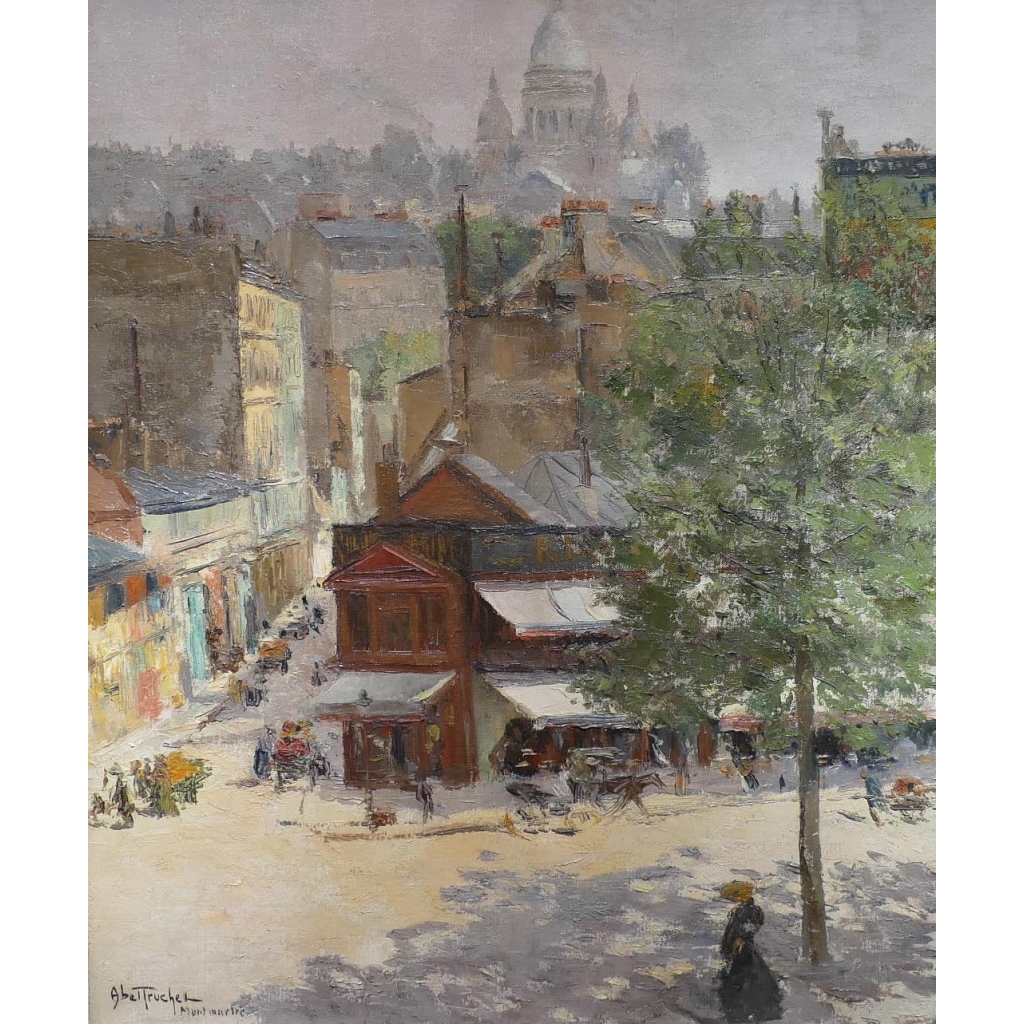 Abel Truchet Louis Peinture Française Belle Epoque Paris Vue De Montmartre Huile Sur Toile Signée