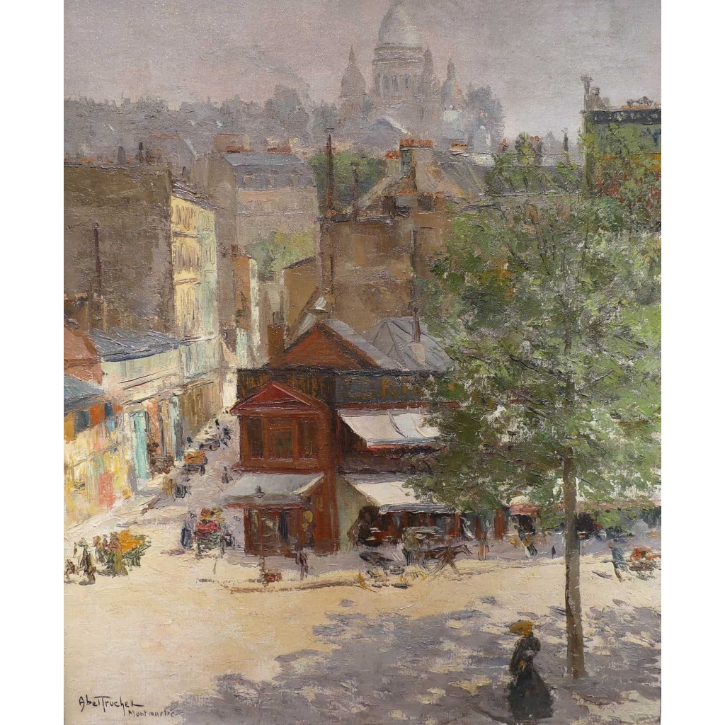 Abel Truchet Louis Peinture Française Belle Epoque Paris Vue De Montmartre Huile Sur Toile Signée