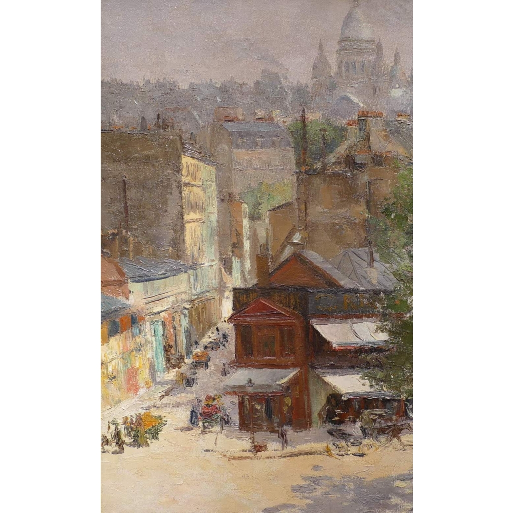 Abel Truchet Louis Peinture Française Belle Epoque Paris Vue De Montmartre Huile Sur Toile Signée
