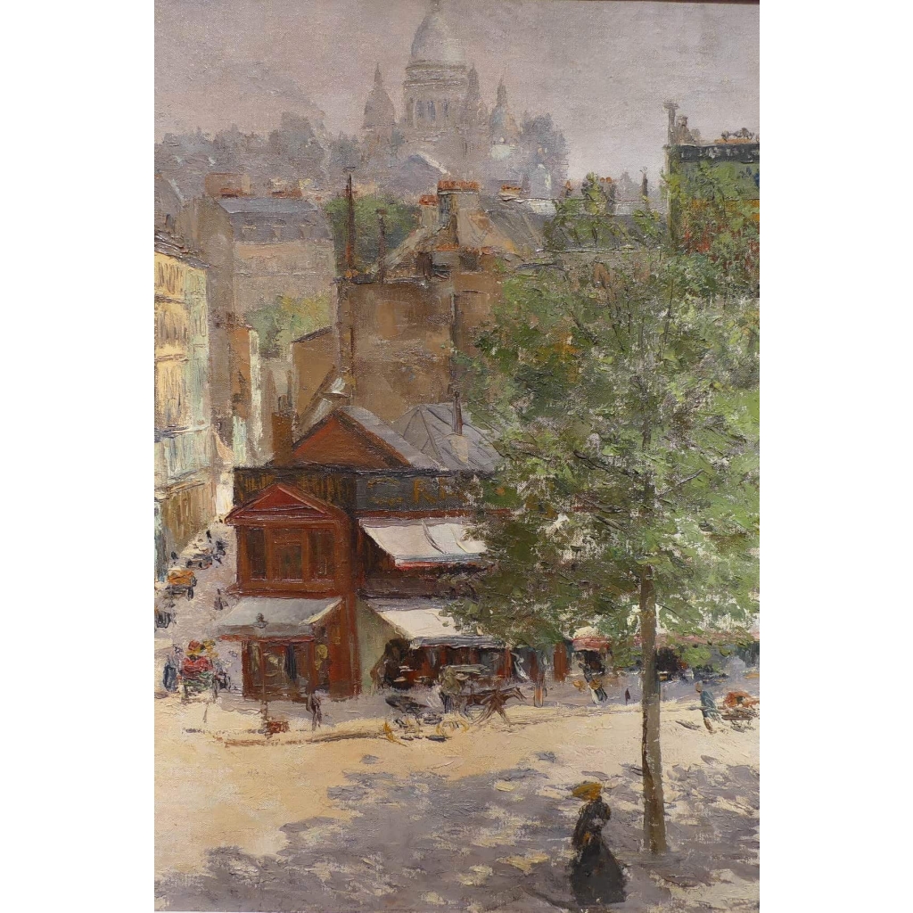 Abel Truchet Louis Peinture Française Belle Epoque Paris Vue De Montmartre Huile Sur Toile Signée