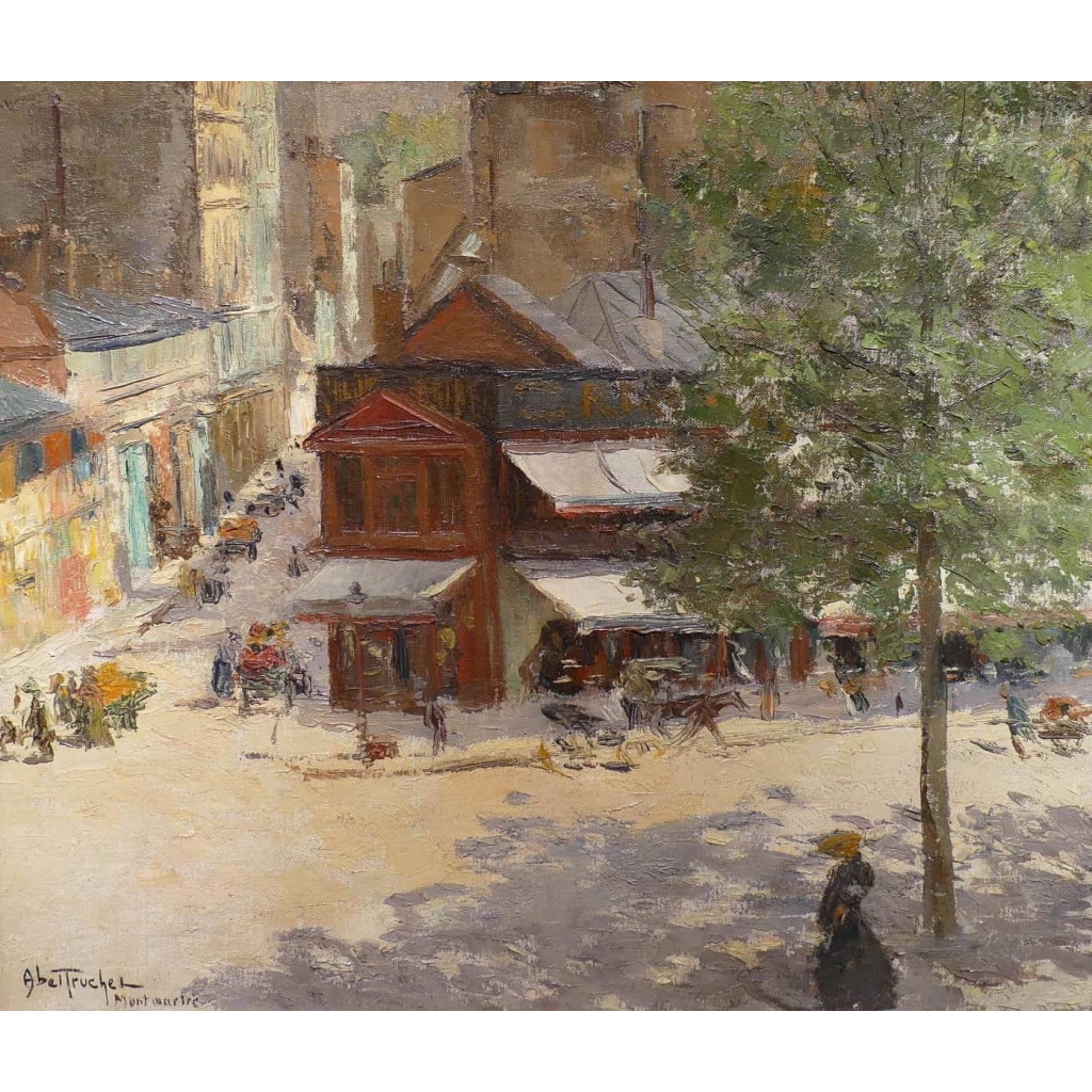 Abel Truchet Louis Peinture Française Belle Epoque Paris Vue De Montmartre Huile Sur Toile Signée